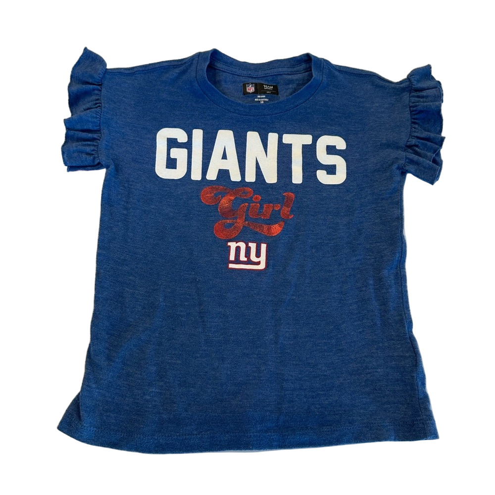 4/20$ NFL NY Giants Girl T-Shirt with Ruffle Sleeves size 7/8